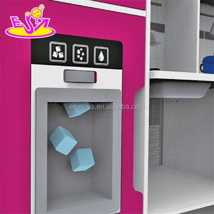 New design pretend play toys wooden red play kitchen for children W10C282
