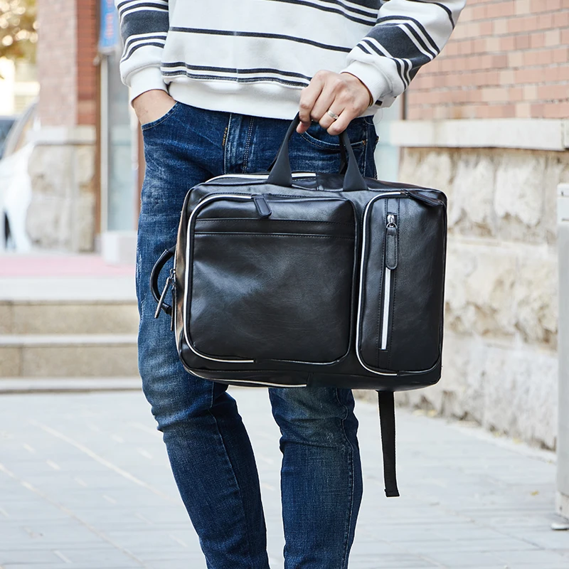 Custom Dropshipping Big Capacity Popular PU Man Leather Backpack Fashion Travel Backpack