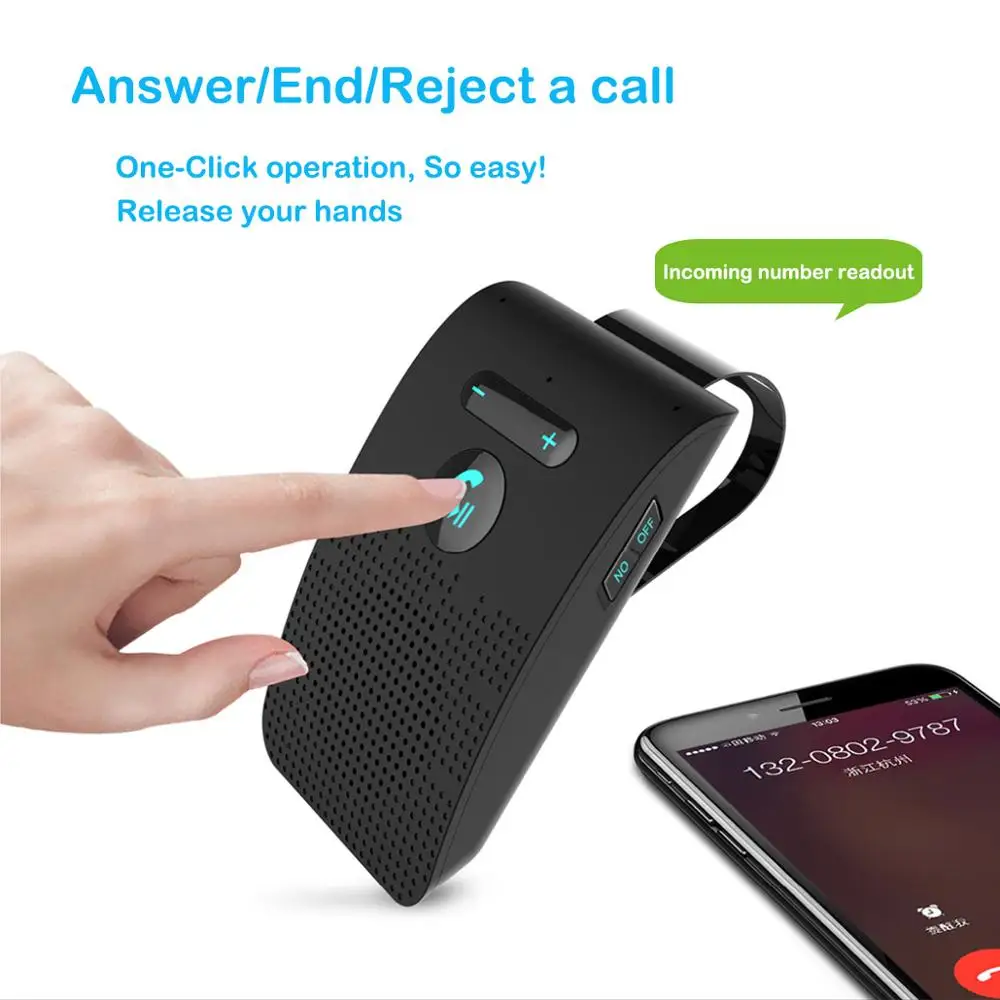 
Drive car speaker phone Sun Visor Multipoint Wireless Connection A2DP Streaming 