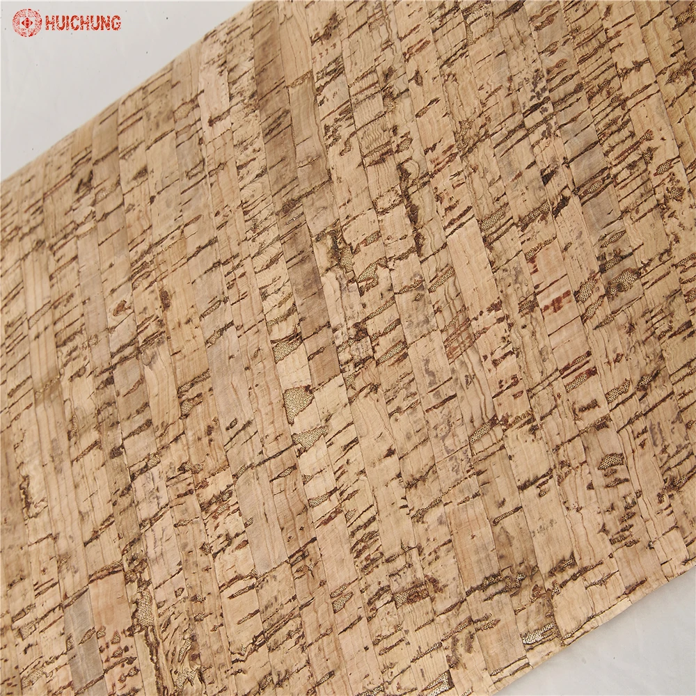 Leather for Bags and Shoes Cork Fabric Different Grade Factory Natural Cork Material Natural Color Slub Pattern B Grade Huichung