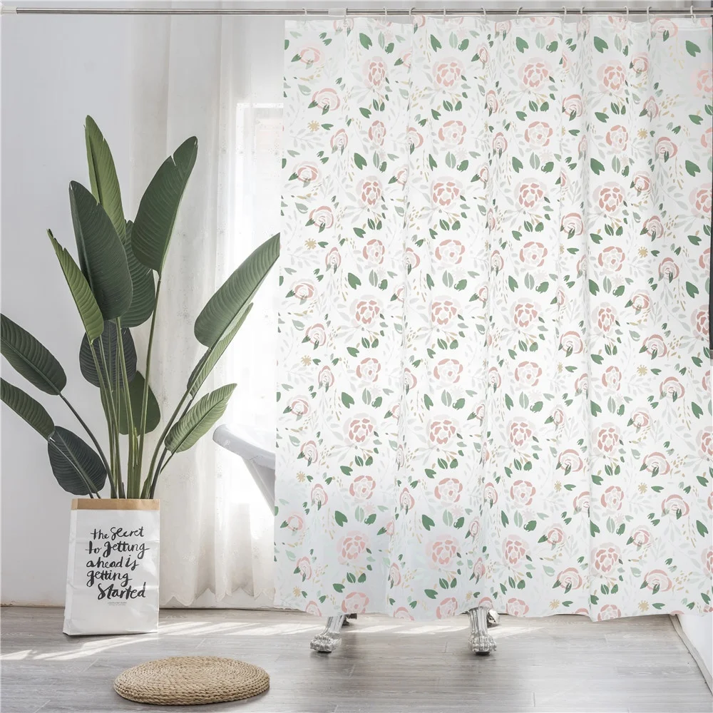 peva printed flower vinyl heavy duty shower curtain liner