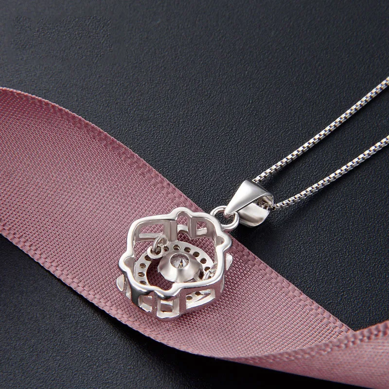 Smart Korean Moissanite CZ Diamond Sterling Silver Pendant Necklace for Women YJAD001476