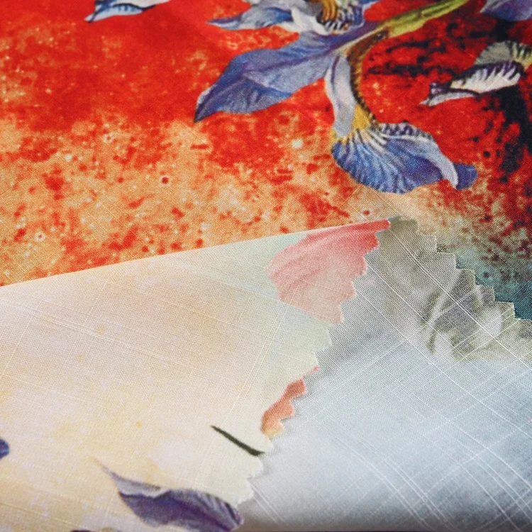 
Air jet color floral pattern soft touch stock printed 100% rayon fabric for beautiful dress 