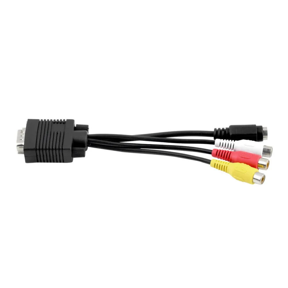 3 RCA Female Converter Cable VGA to Video TV Out S-Video AV Adapter