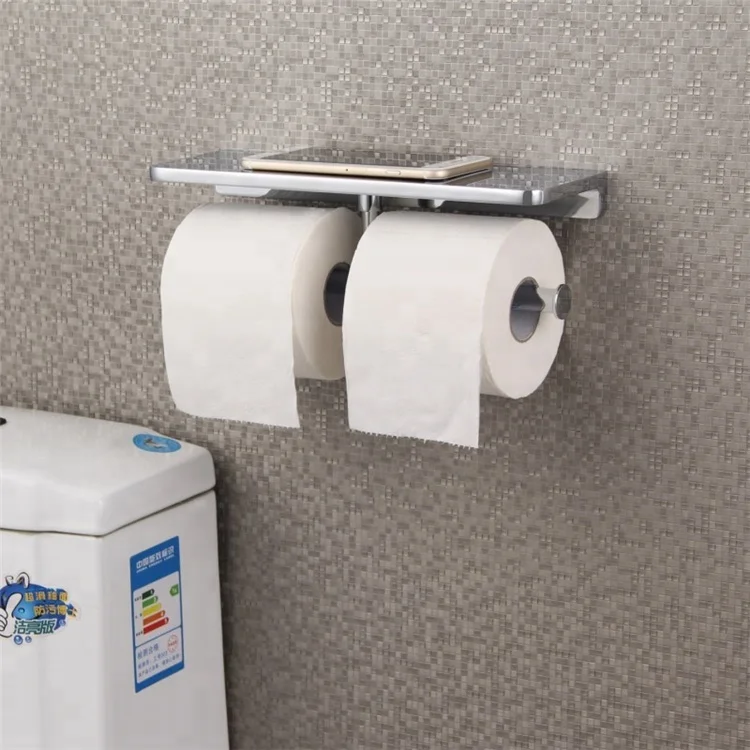 Paper Box Roll Holder Toilet Double Paper Holder Tissue Box Shelf Zinc Alloy Bathroom Accessories