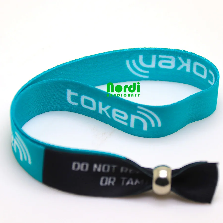 Polyester Material Customized Cheap One Time Use Festival Fabric Wristband Wrist Band Woven Sport Bracelet For Event/Party