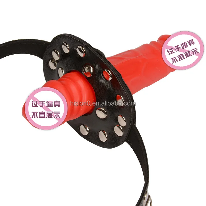 Dual Use Two Ends Dilidos Sex Mouth Gag With Nipple Clamp Leather Belt Rivets Decorated Stimualting Mouth Restraint