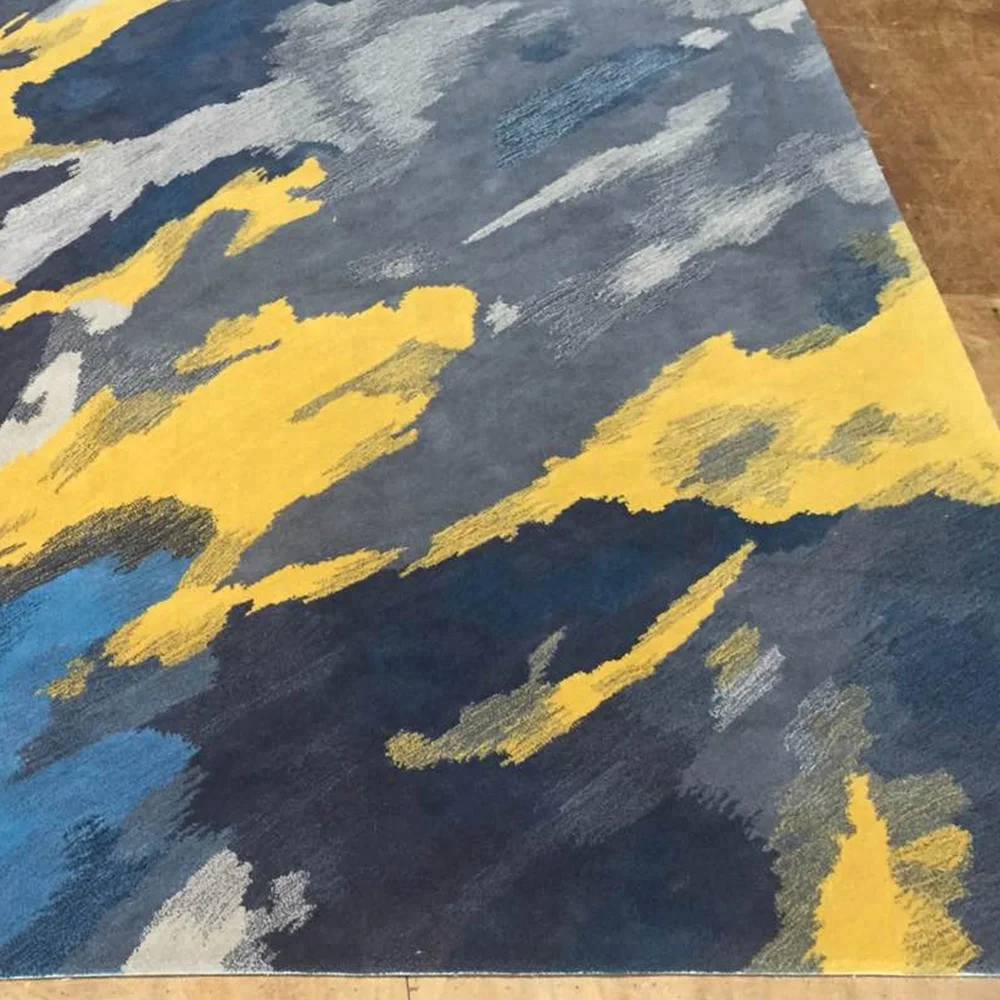 Abstract pattern rug and carpet distressed latex-back coating hand tufted carpet import from china