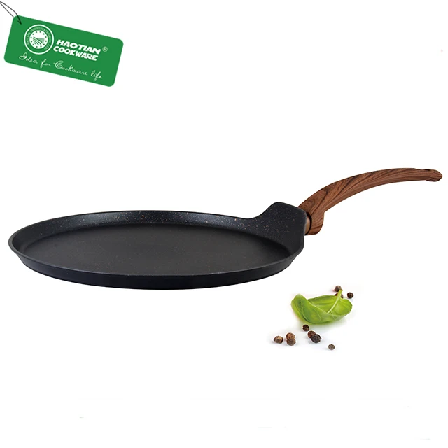 Кованая алюминиевая мраморная сковорода для пиццы с антипригарным покрытием