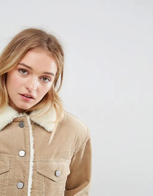 KY распространения воротником на пуговицах; placket функциональные карманы шнур зимняя Вельветовая куртка для женщин с из искусственного меха в камень