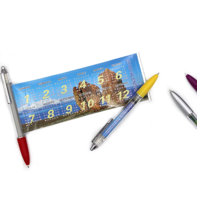 Transparent Barrel Promotional Flag Slogan Ball Pen Calendar Pen Advertising Pull Out Banner Pen