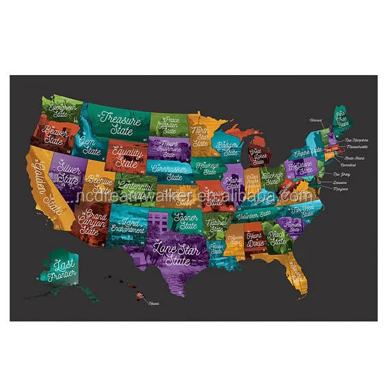 Делюкс Серебряный Путешествия США Сотрите карта с защитой от царапин из Америки