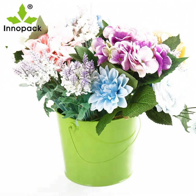 wholesale iron flower pot stand galvanized metal bucket vase