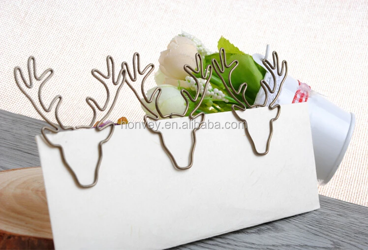 
8PCS/Lot Vintage Deer Elk Head Clip Metal Paper Clips Bookmark Pin Stationery Office Accessories Memo Clips 