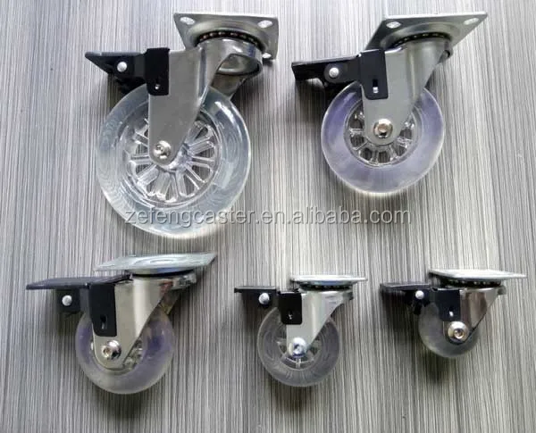 Поворотный Ролик для мебели 50 мм с прозрачным полиуретановым колесом