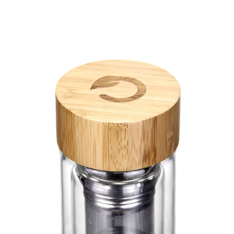 Бутылка для воды из боросиликатного стекла с двойными стенками и инфузером из нержавеющей стали 350, 304 мл