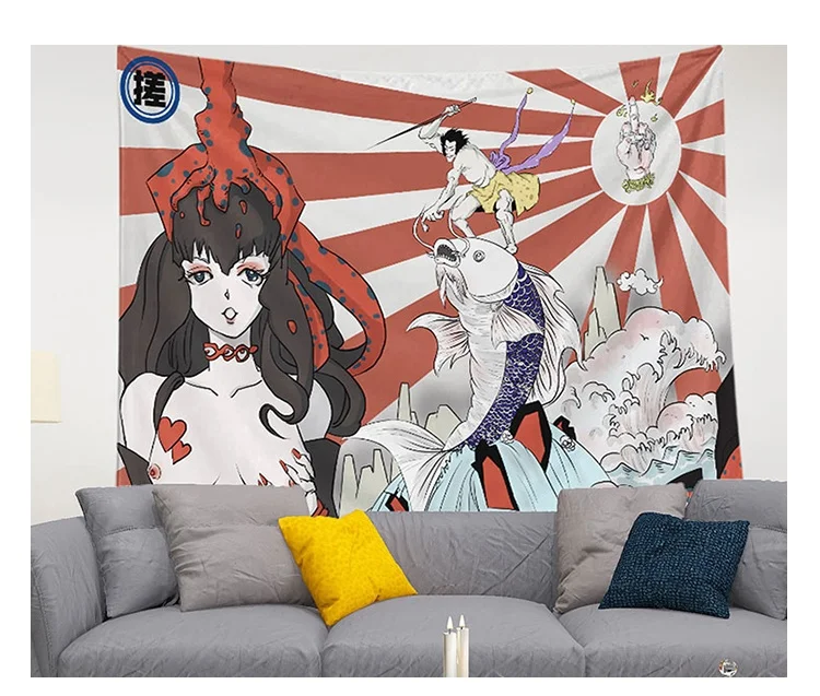 
Monad Anime Red Colourful Abstract Custom Made Tapestry For Wall  (62189983842)