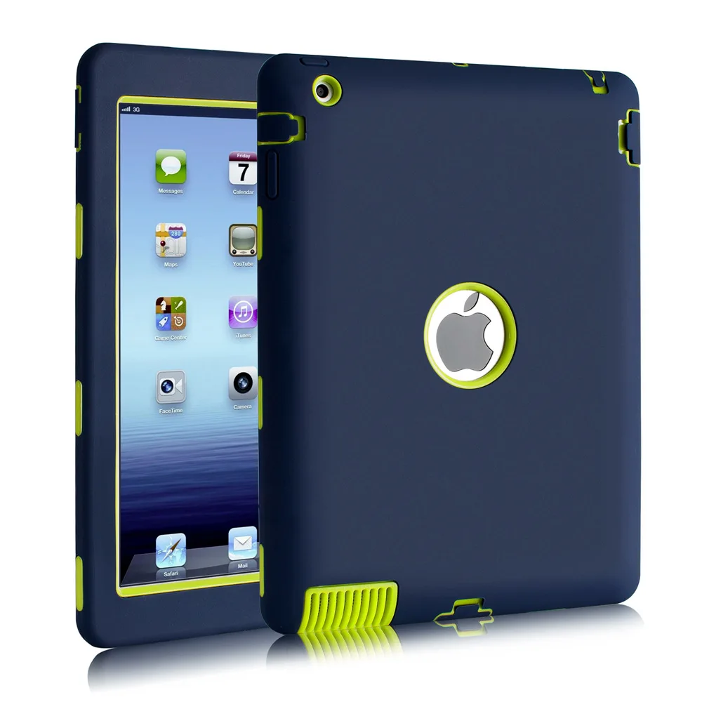 PC+Silicon tablet Blue Patchwork plane color robot children back case for Apple iPad