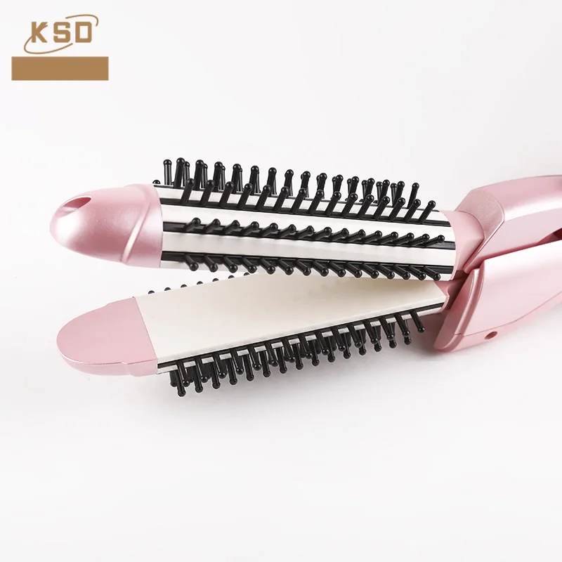 2 in 1 Floding Hair Straightener and Hair Curler with Comb Teeth