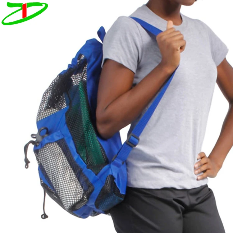 Drawstring Backpack Sturdy Mesh Equipment Bag, Swimming Mesh Bag
