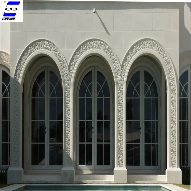 aluminium latest large french style  house garden  windows lowes glass half circle circular  arch round grill insert fixed