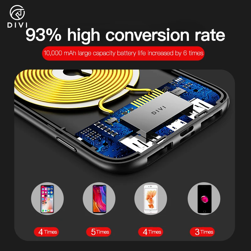 DIVI powerbank 10000 mah dual USB portable cellphone OEM slim mini wireless mobile phone power battery rohs power bank 10000mAh