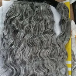 100% Natural virgin hair silk soft brazilian hair extension grey human hair weaving ponytail 120g free shipping