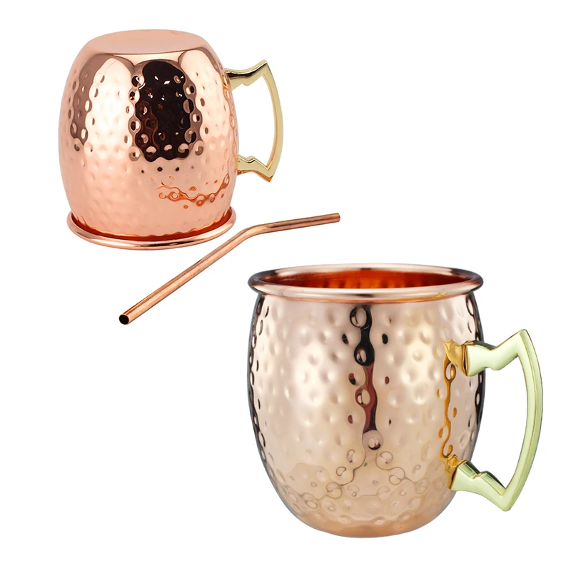 Moscow Mule Copper Mugs With Cocktail Copper Straws Drinkware Accessories Plated Stainless Steel Cups
