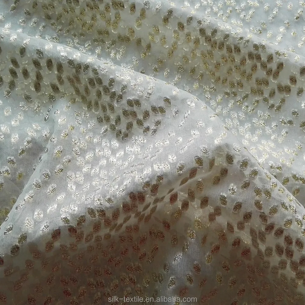 
Silk Metallic Chiffion gerogette jacquard and cut fabric 