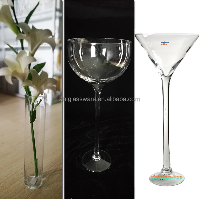 Hot sale wedding large clear martini glass vase for centerpieces wholesale
