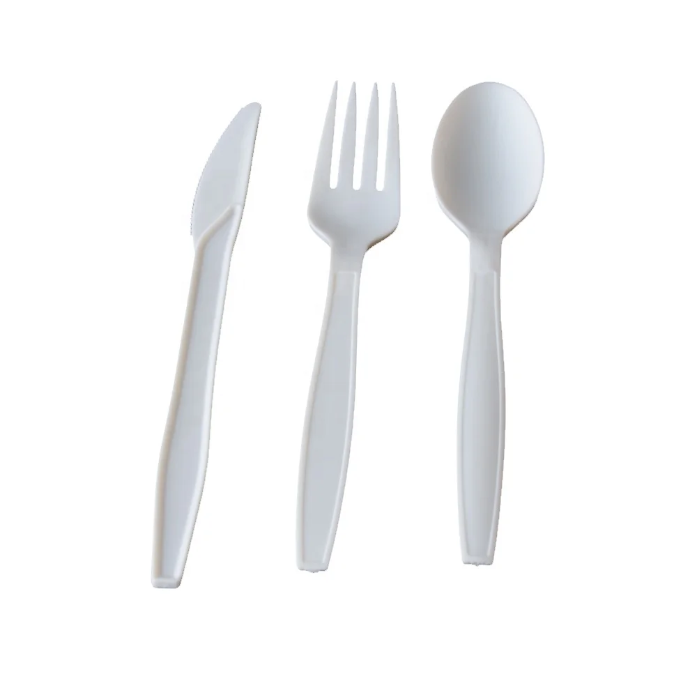 eco friendly compostable 7 take away fork spoon knife 100% biodegradable disposable pla cutlery set