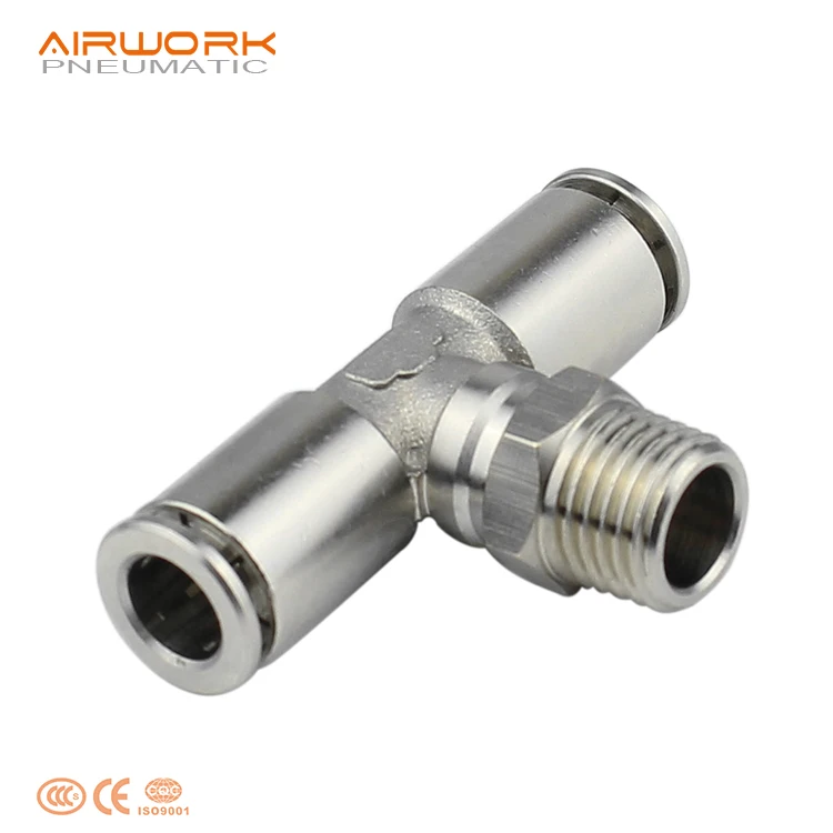 PE standard reducing tee 3 way t tube connection stainless steel pipe air fitting t connector 4 mm 6 mm