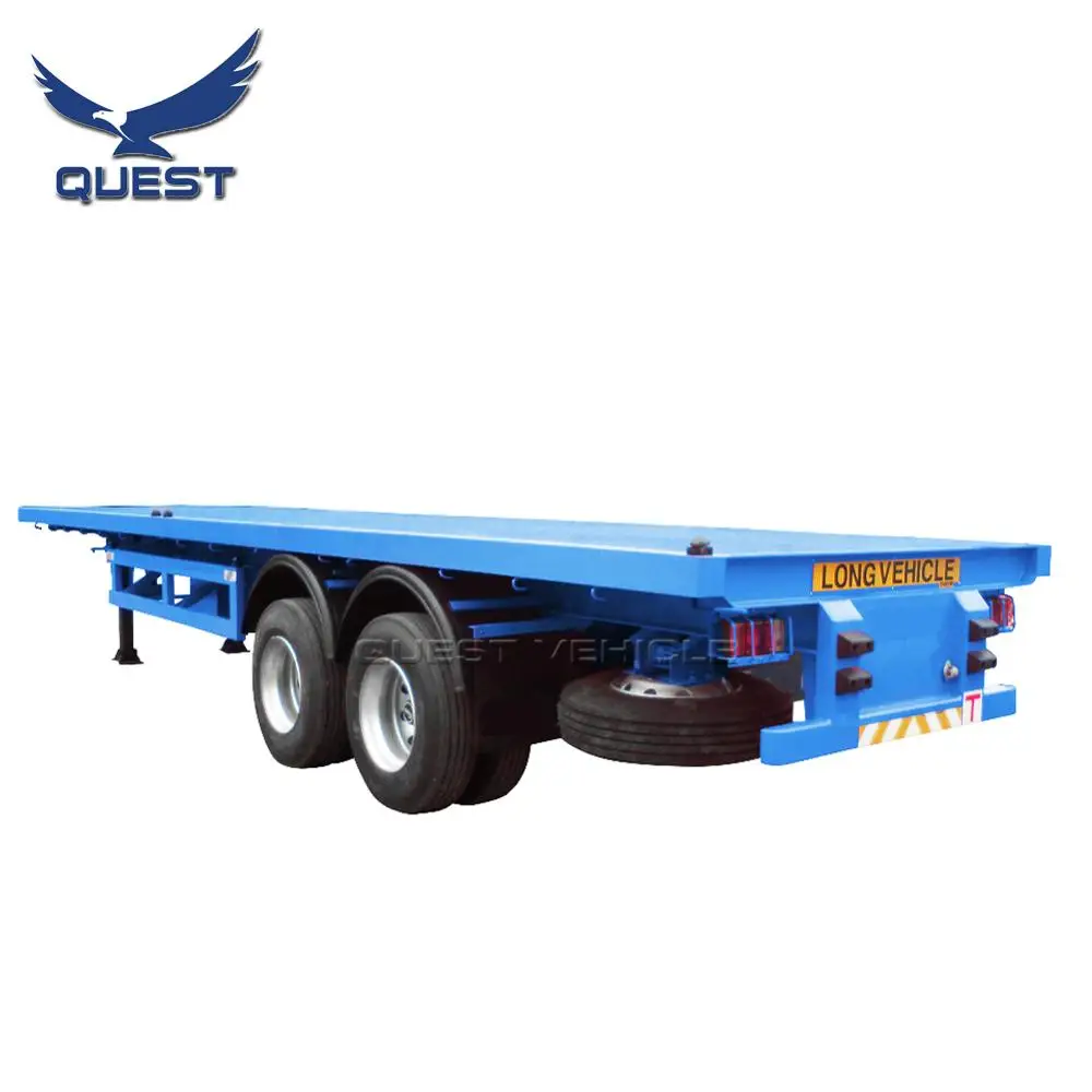 Cheap 2 Axle 20ft Used Trailer Container Flatbed Truck 20 Feet Flat Deck Semi for