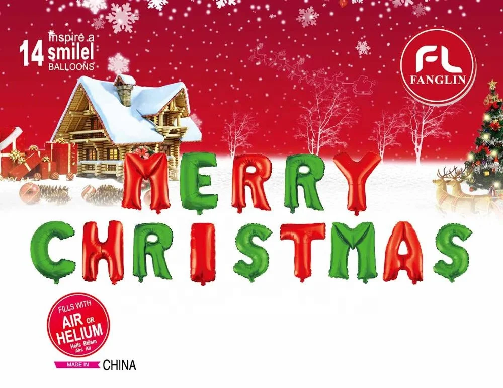 Wholesale 16 inch alphabet letter 14 pcs set Merry Christmas foil balloon for Christmas party decoration