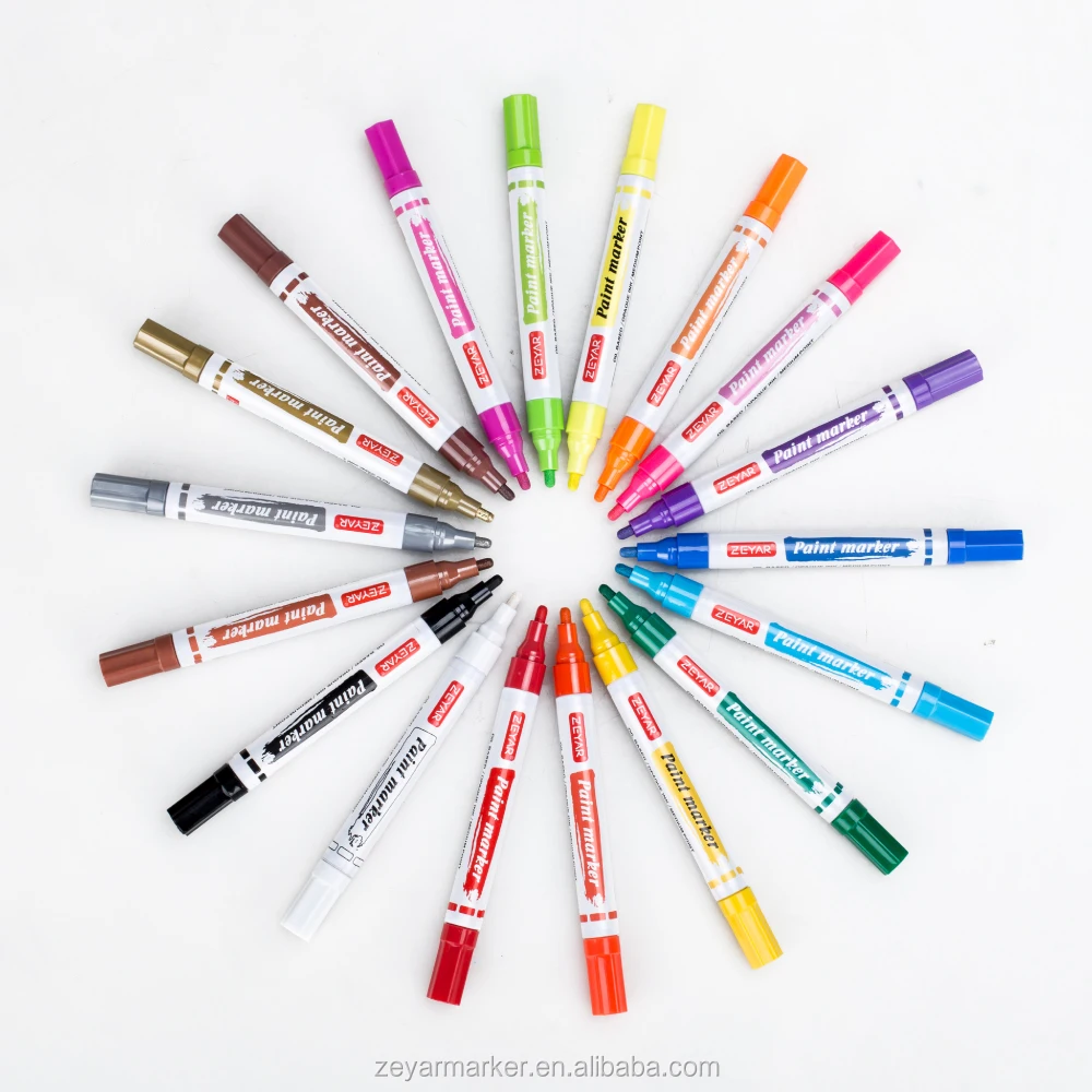 ZEYAR 21 color Set of medium point Tip oil based paint marker pen valve-action multichem ink teibow tip