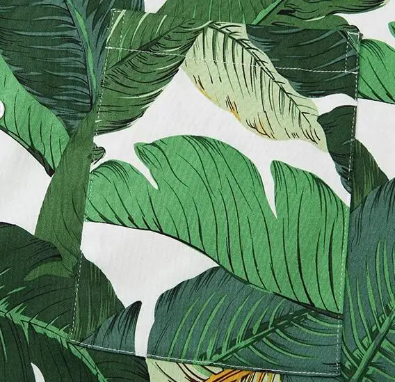 
2019 Latest Arrival summer green brown leaf short sleeve Hawaiian rugby shirts 