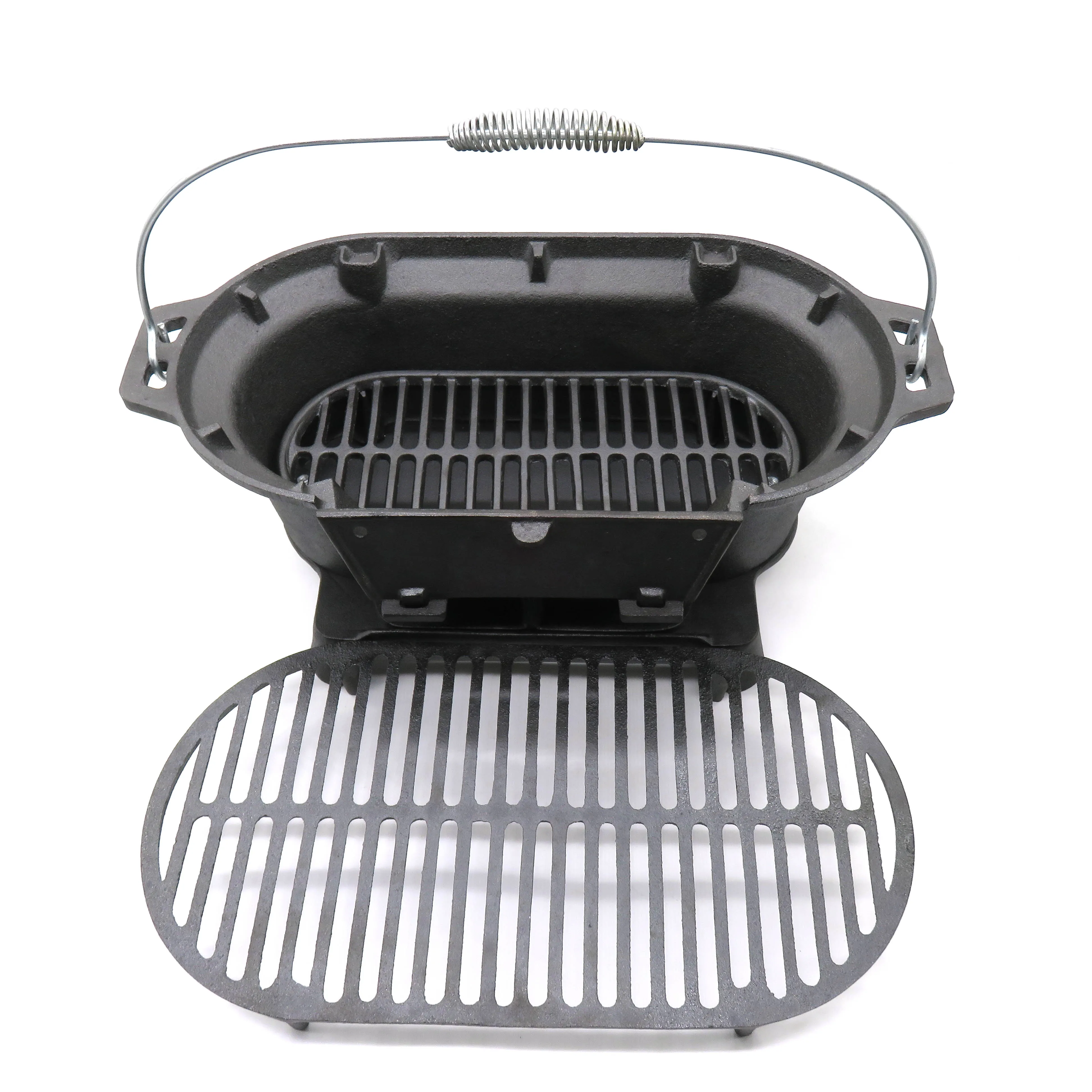 Cast Iron Portable Outdoor BBQ Grill Small Camping Charcoal Barbecue Grill