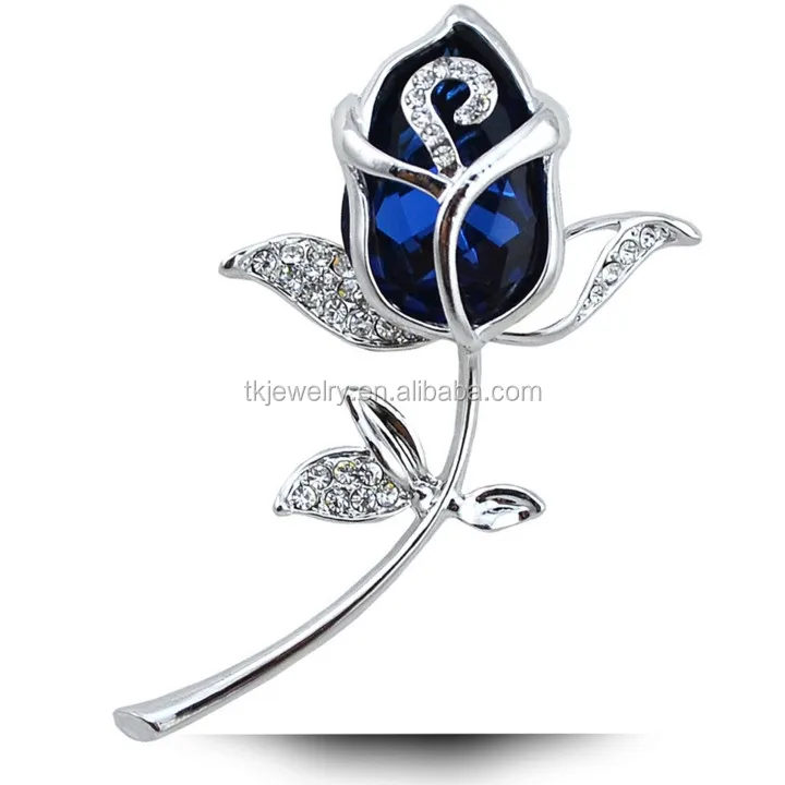 Fashion Crystal rose Brooch gold plated elegant brooches pins For Wedding Jewelry