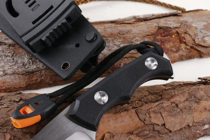 Stainless steel survival camping knife fixed blade knife with whistle and fire starter