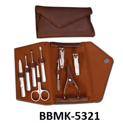 BEST Steel Nail Care Cuticle Pusher Trimmer Scissor Nipper Tools Kit Professional Manicure Pedicure Set in Beige Case