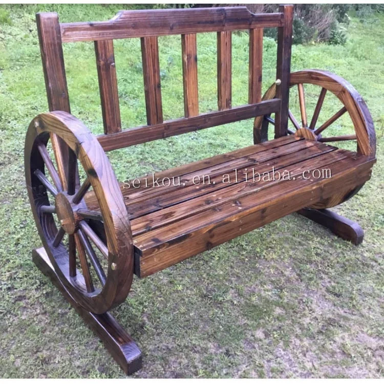 Деревянная садовая скамья на колесах