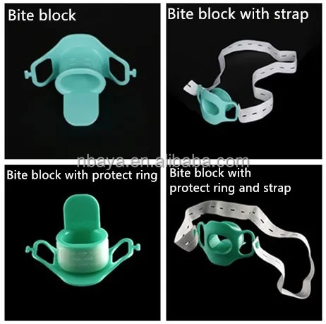 Disposable endoscopy bite block mouth guard with strap