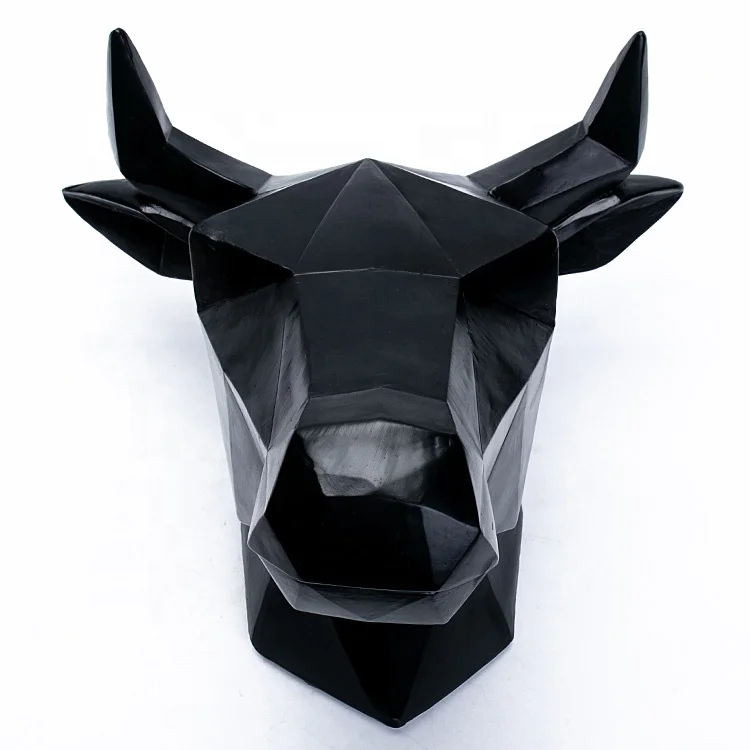 geometrical wall hanging various sizes and shapes fox and bull resin animal head