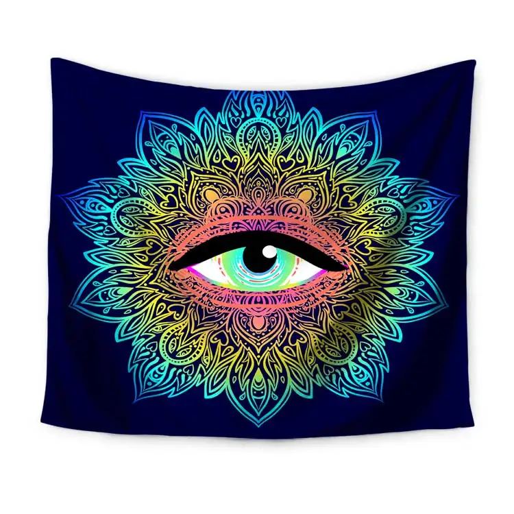 
Mysterious Foldable Room Decorative Indian Wall Hanging Tapestry With Evil Eye Patterns Printing 