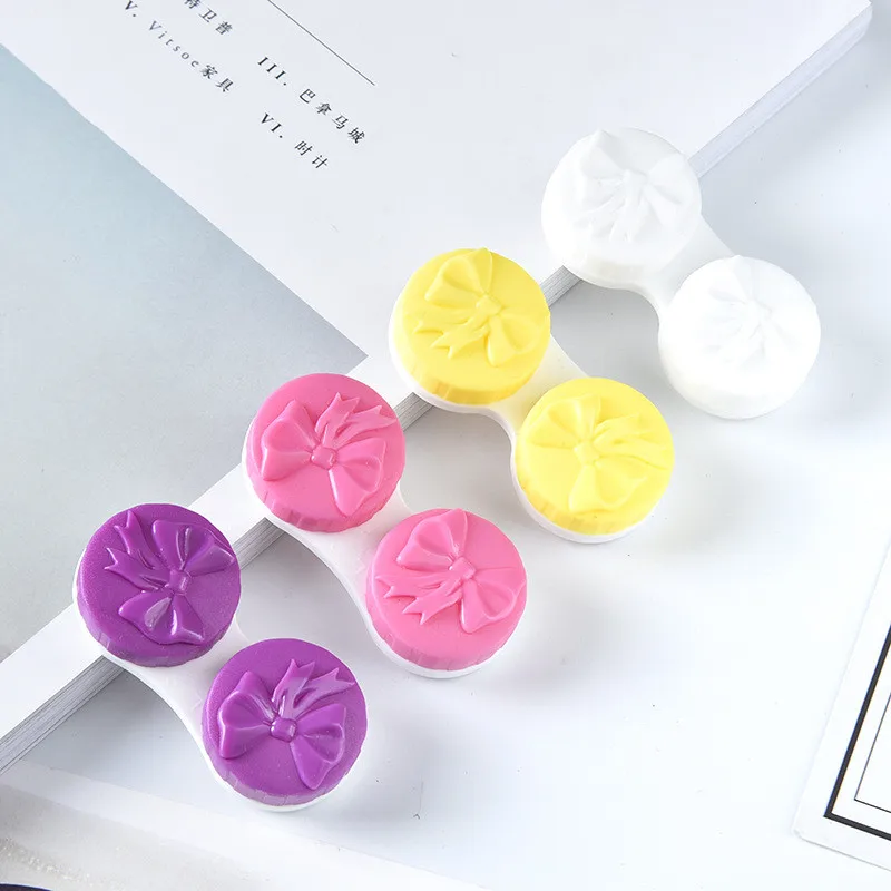 Bowknot cheap contact lenses mate box simple lens case colorful  wholesale