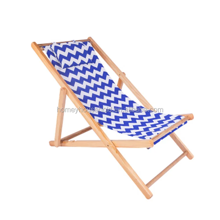 Solid Wood Outdoor Furniture Foldable Canvas Beach Chair Kids Fishing Chair Sun Lounge Deckchair