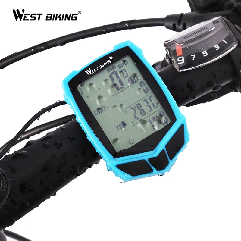 
WEST BIKING Bike Computer Mount 20 Functions Speedometer Odometer Cycling Computer Waterproof Wireless Exercise Bicycle Computer 
