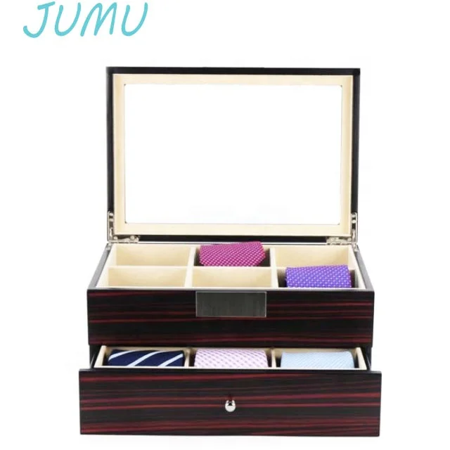 piano lacquer finish hot sale luxury wooden tie gift packaging box