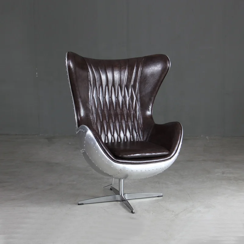 
High Back Aluminum Living Room Leather Chair French Antique Furniture 