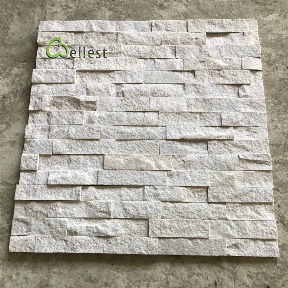 white sandstone natural split ledge culture stone cladding for exterior feature garden retaining wall and water fall